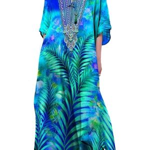 Shahida Parides Vibrant Blue and Green Kaftan Dress